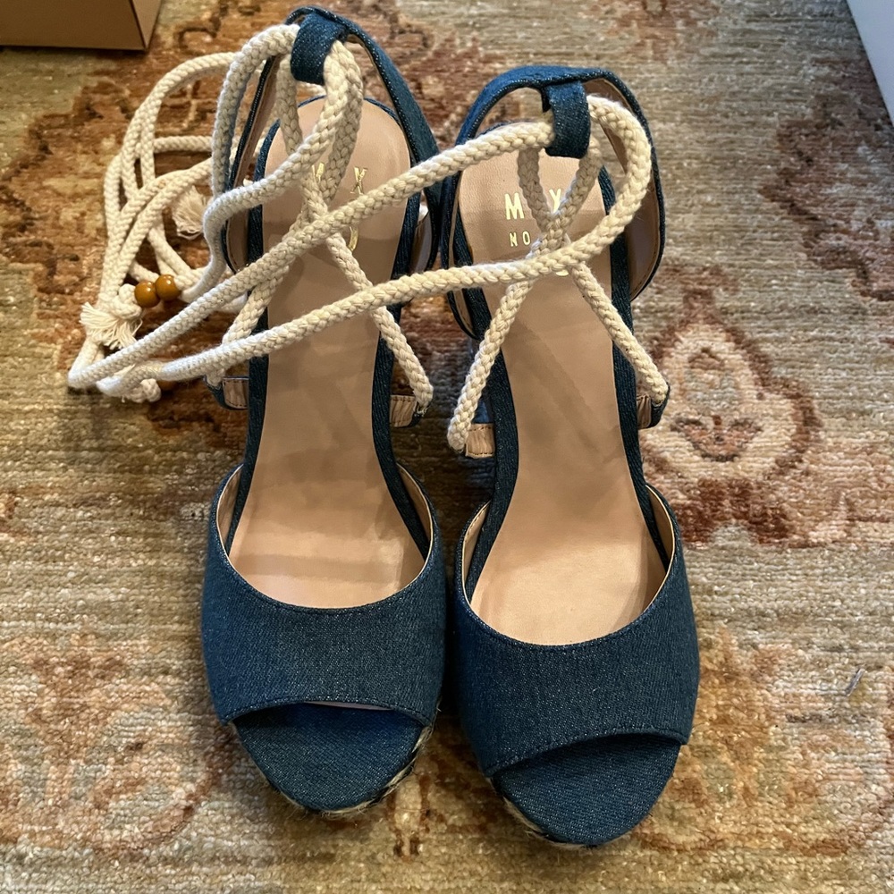 Mix No.6 Denim Lace up Wedge